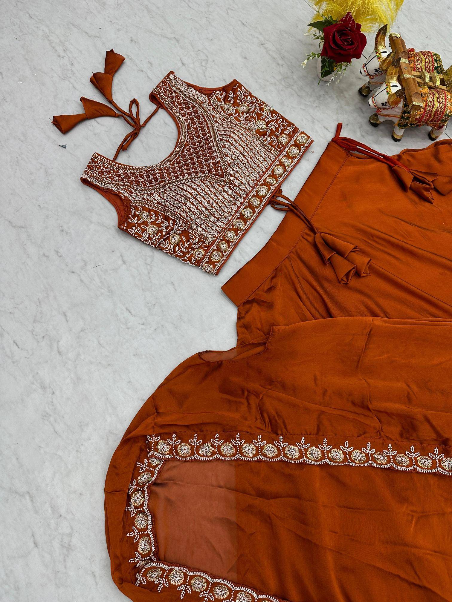 Ram 155 Rangoli silk Orange Lehenga choli manufacturers in Pune